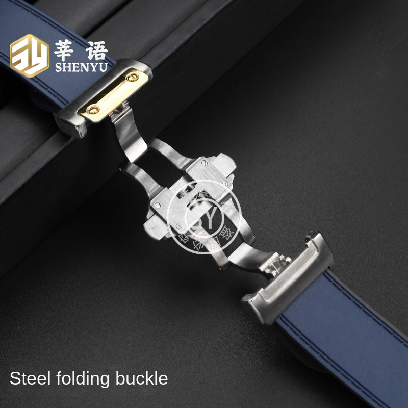 Shenyu Rubber watch strap For  - Cartier Watch Santos review and price