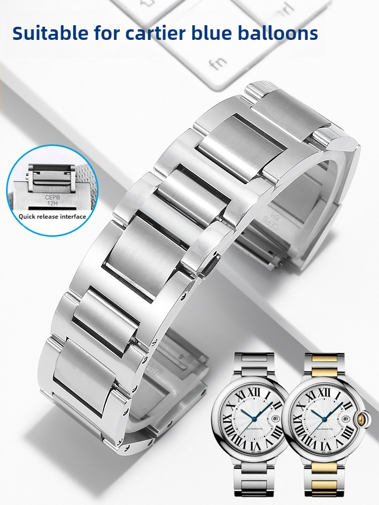 Stainless steel watch strap is - Cartier Watch Ballon Bleu review and price