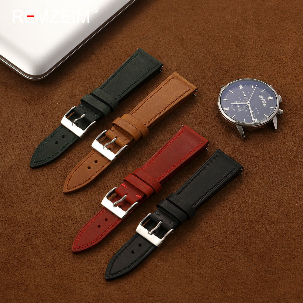 Vintage Crazy Horse Leather Wa - Leather Strap Quick Release review and price